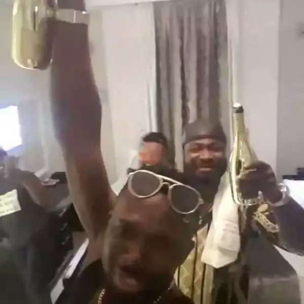 Who Cares?? Harrysong pops N300k champagne after Five Star Music police arrest (WATCH)